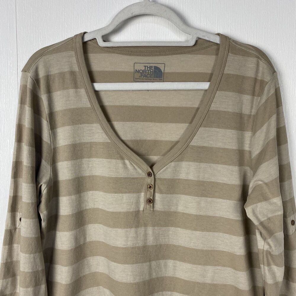 The North Face Woman’s Striped 3/4 Sleeve Shirt Top Size Large. - Picture 2 of 8